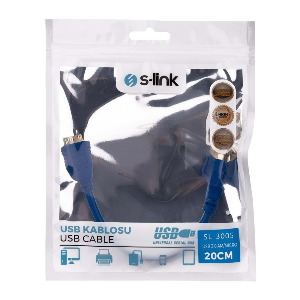 S-link SL-3005 Usb3.0 20cm Data Micro Usb Kablosu