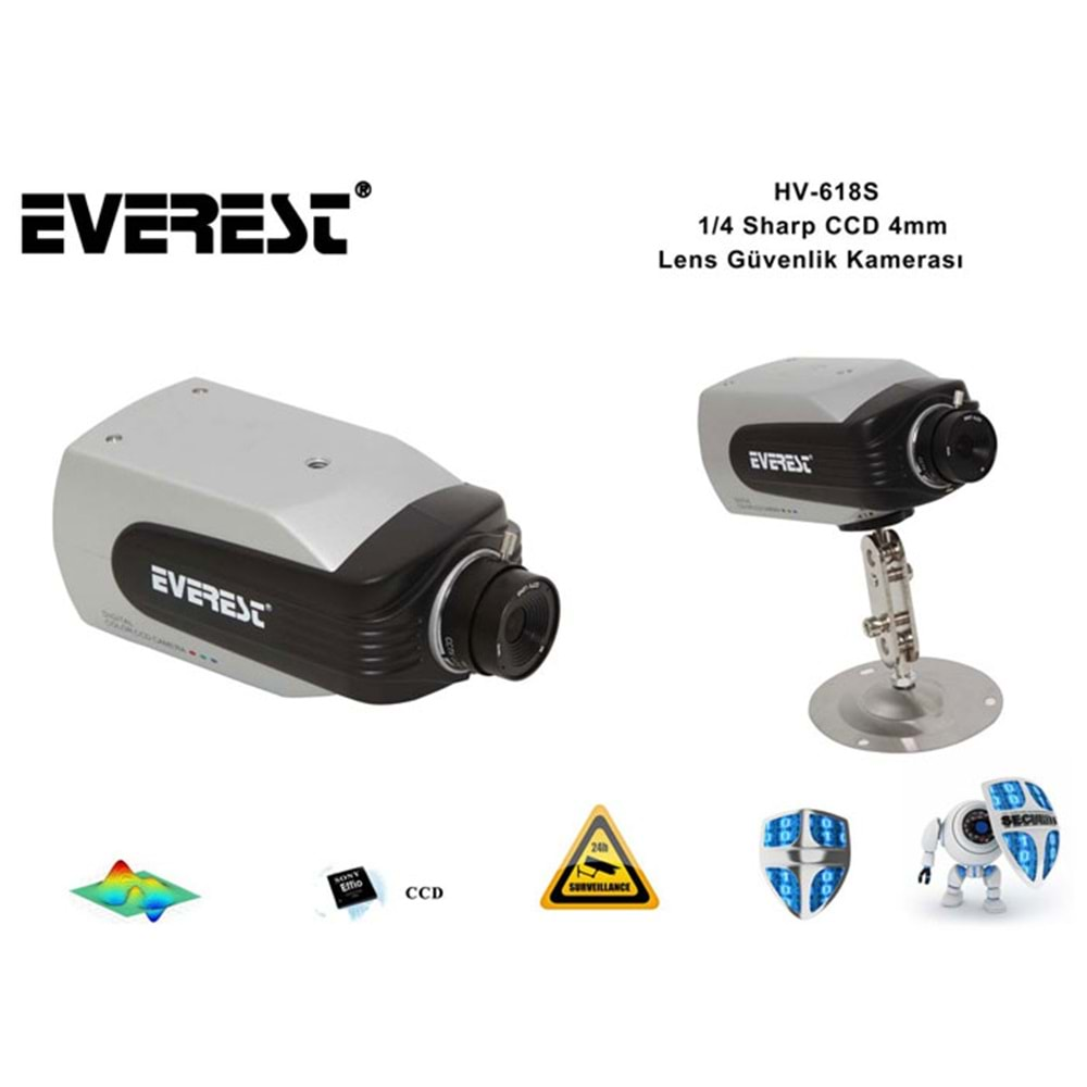 Everest HV-618S 1/4 Sharp CCD 4mm 420TVL Güvenlik Kamerası