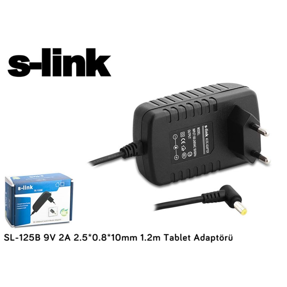 S-link SL-125B 9V 2A 2.5*0.8*10mm 1.2m Tablet Adaptörü