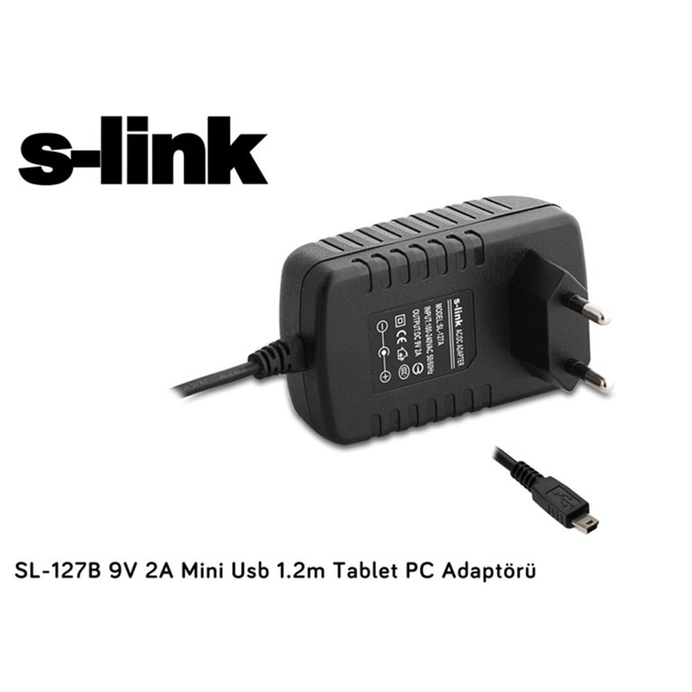 S-link SL-127B 9V 2A Mini Usb 1.2m Tablet PC Adaptörü