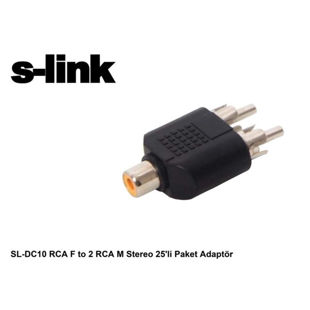 S-link SL-DC10 RCA F to 2 RCA M Stereo 25li Paket Adaptör