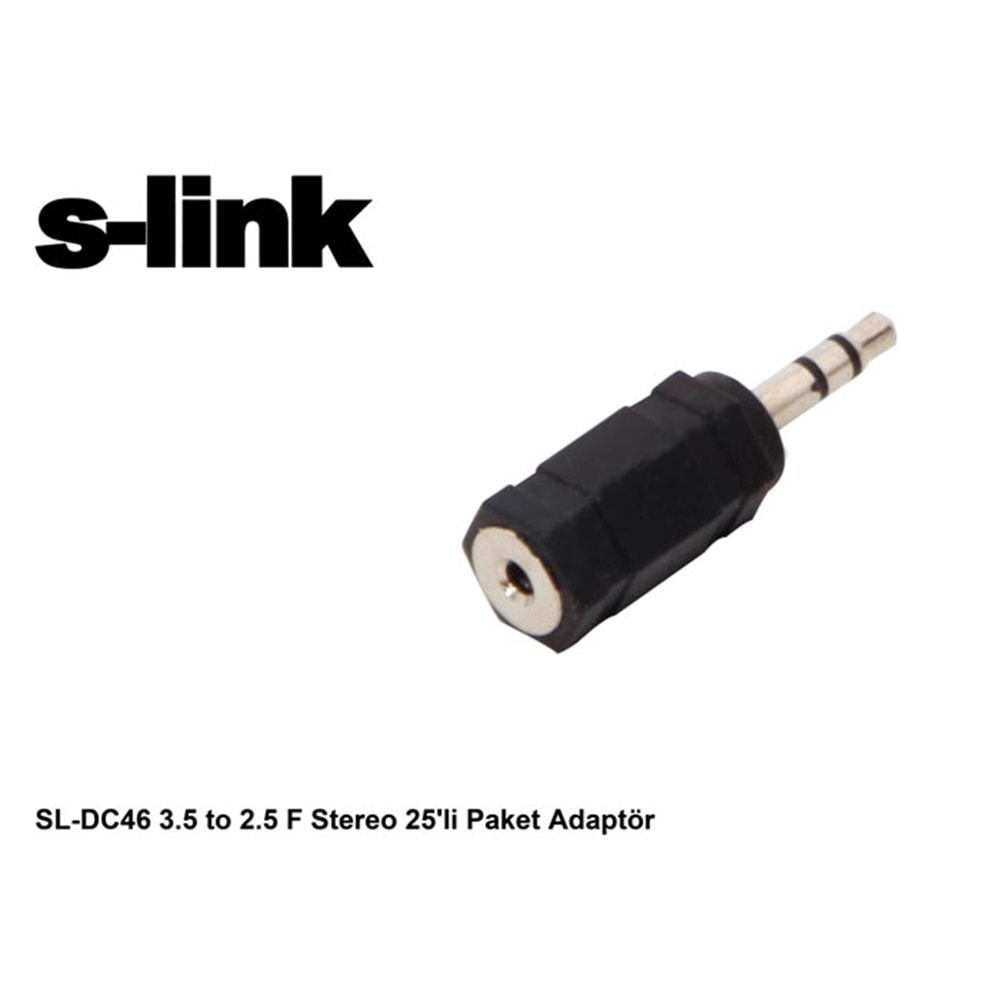 S-link SL-DC46 3.5 to 2.5 F Stereo 25li Paket Adaptör