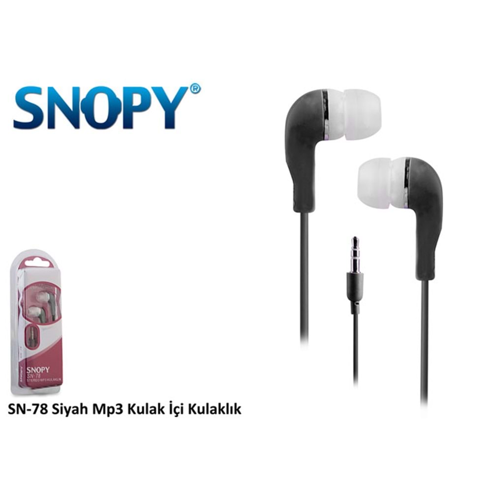 Snopy SN-78 MP3 Kulak İçi Siyah Kulaklık