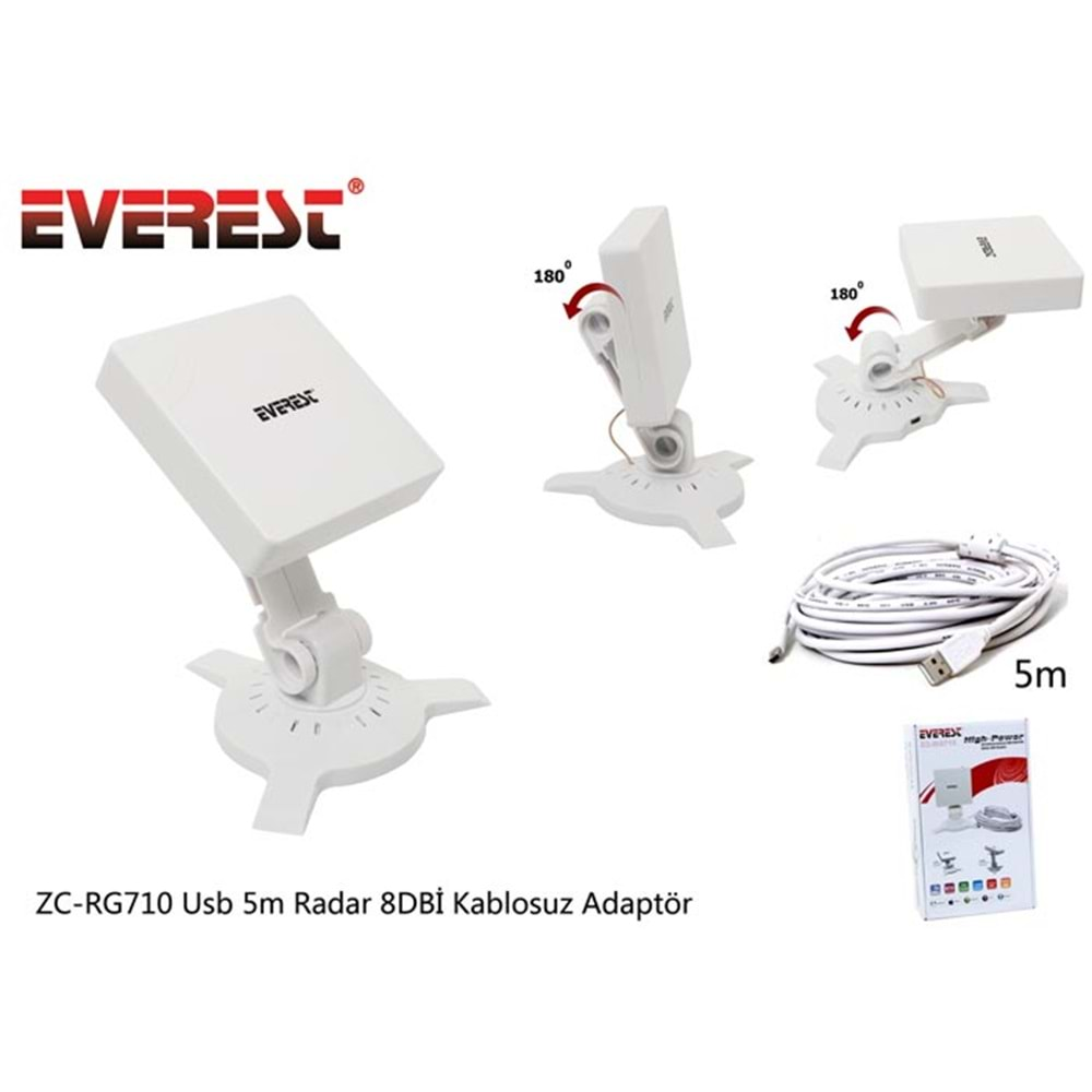 Everest ZC-RG710 150 Mbps Usb 5m Radar 8dBi Kablosuz Adaptör