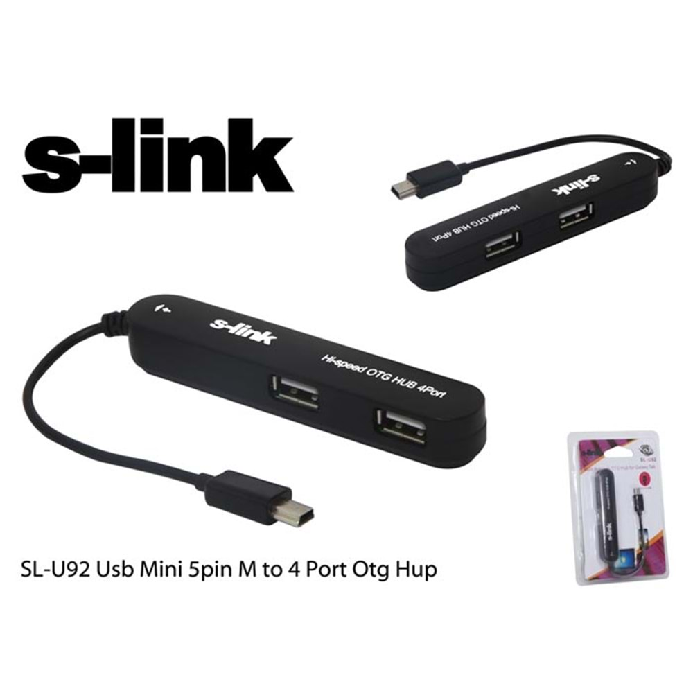 S-link SL-U92 Usb Mini 5pin M to 4 Port Otg Hup