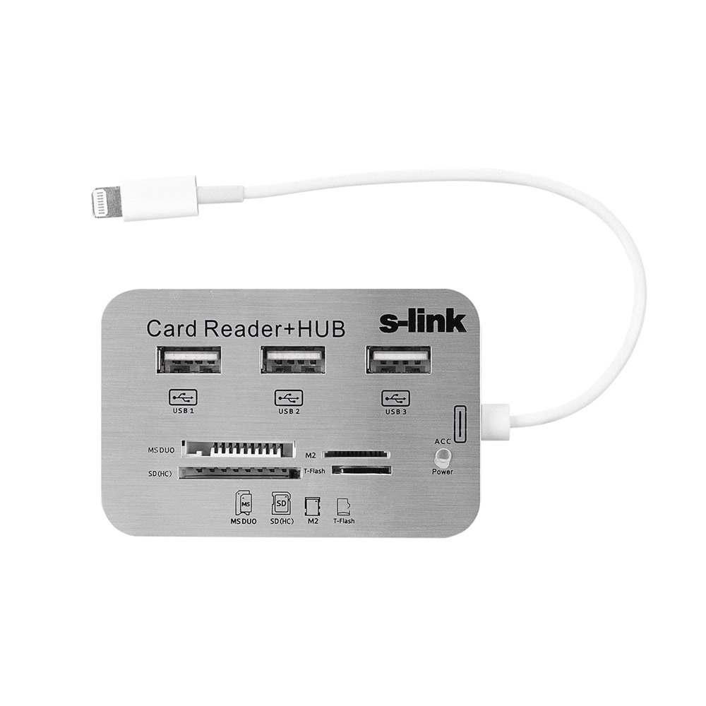 S-link IP-536 iPad4/Mini to 3*Usb + 4 in 1 Harici Kart Okuyucu