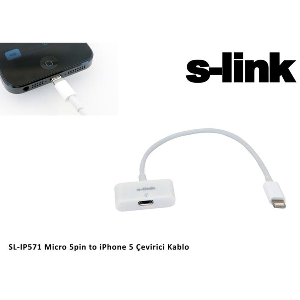 S-link SL-IP571 Micro 5pin to iPhone Lightning Çevirici Kablo