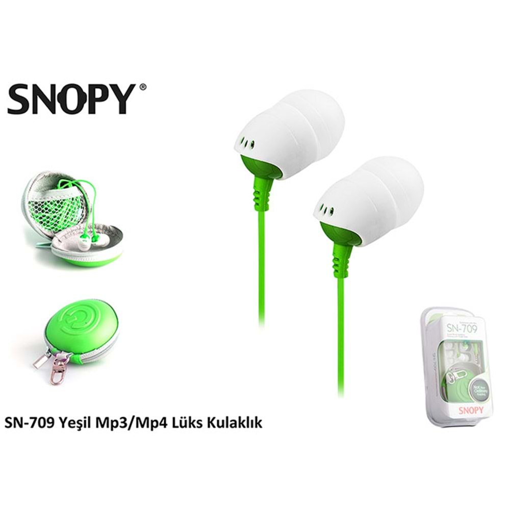 Snopy SN-709 Koruma Çantalı Lüks Kulak İçi Kulaklık Mobil Telefon Uyumlu Yeşil