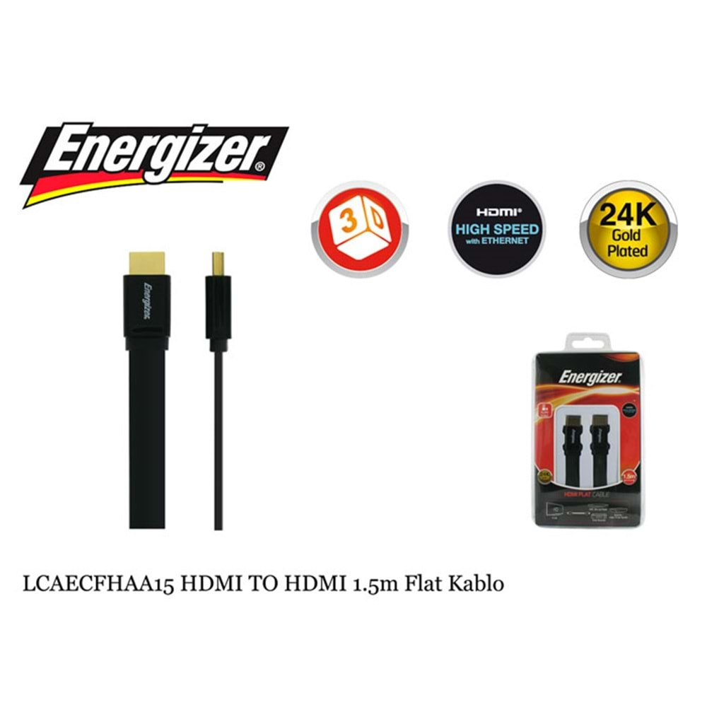 Energizer LCAECFHAA15 HDMI TO HDMI 1.5m Flat Kablo