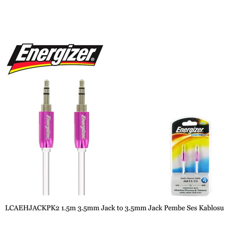 Energizer LCAEHJACKPK2 1.5m 3.5mm Jack to 3.5mm Jack Pembe Ses Kablosu