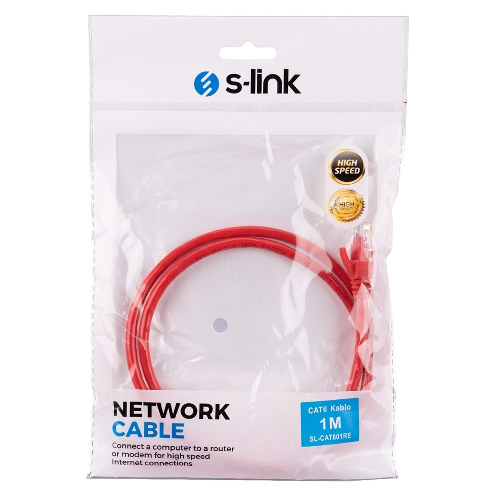 S-link SL-CAT601RE 1m Kırmızı CAT6 Kablo