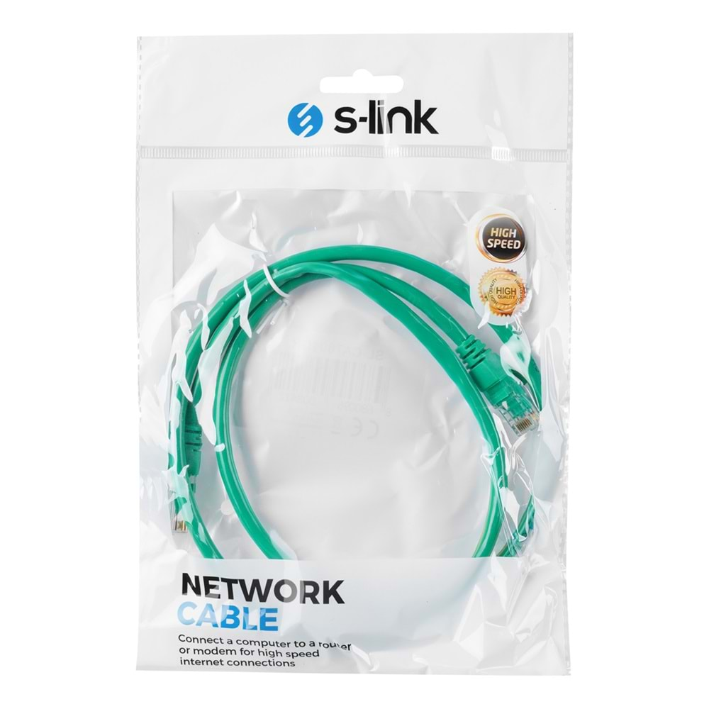 S-link SL-CAT601GR 1m Yeşil CAT6 Kablo