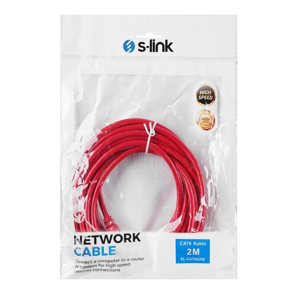 S-link SL-CAT602RE 2m Kırmızı CAT6 Kablo