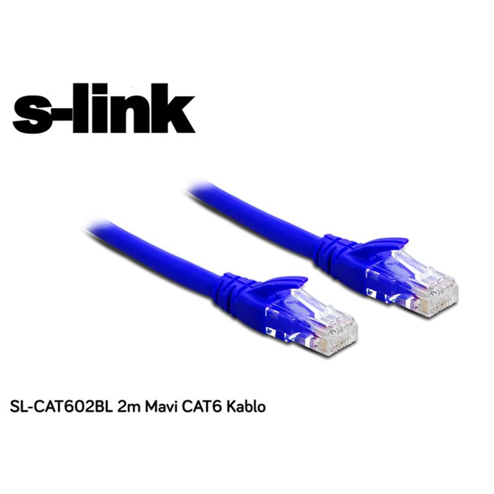 S-link SL-CAT602BL 2m Mavi CAT6 Kablo