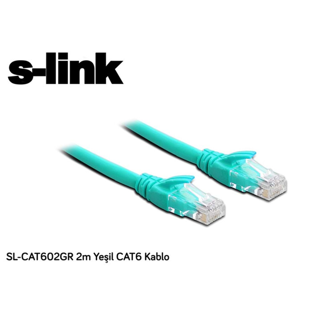 S-link SL-CAT602GR 2m Yeşil CAT6 Kablo