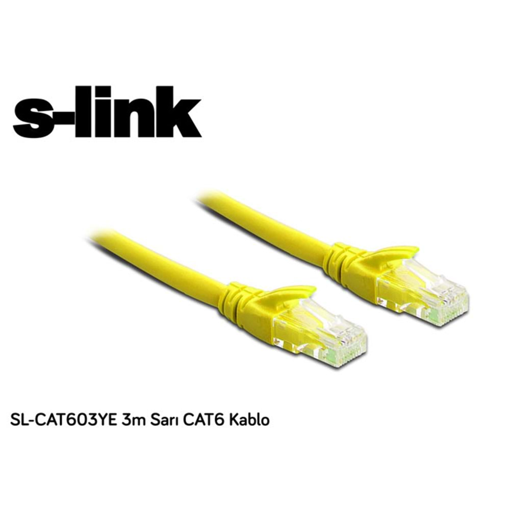 S-link SL-CAT603YE 3m Sarı CAT6 Kablo