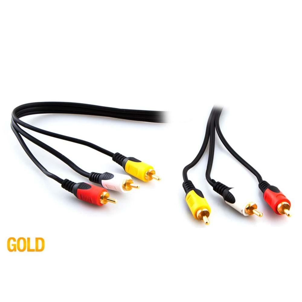 S-link SL-RCA05 3RCA To 3RCA 5m Gold Kablo