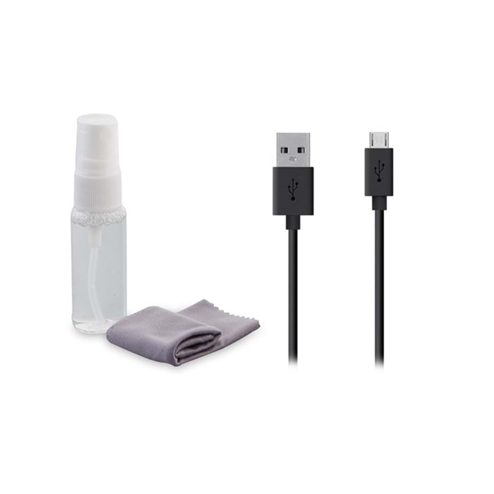 S-link SLX-375 1m Temizleme Sprey + Micro Fiber Micro Usb Kablo 3 in 1 Set