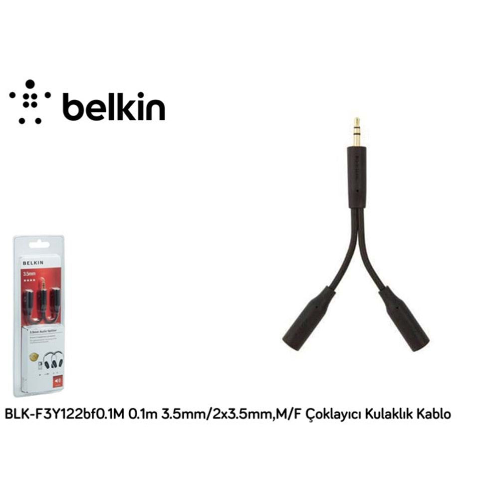 Belkin BLK-F3Y122bf0.1M 0.1m 3.5mm/2x3.5mm,M/F Çoklayıcı Stereo Ses Kablosu