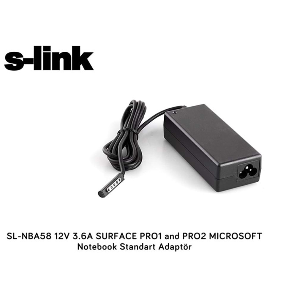 S-link SL-NBA58 12V 3.6A SURFACE PRO1 and PRO2 MICROSOFT Notebook Standart Adaptör