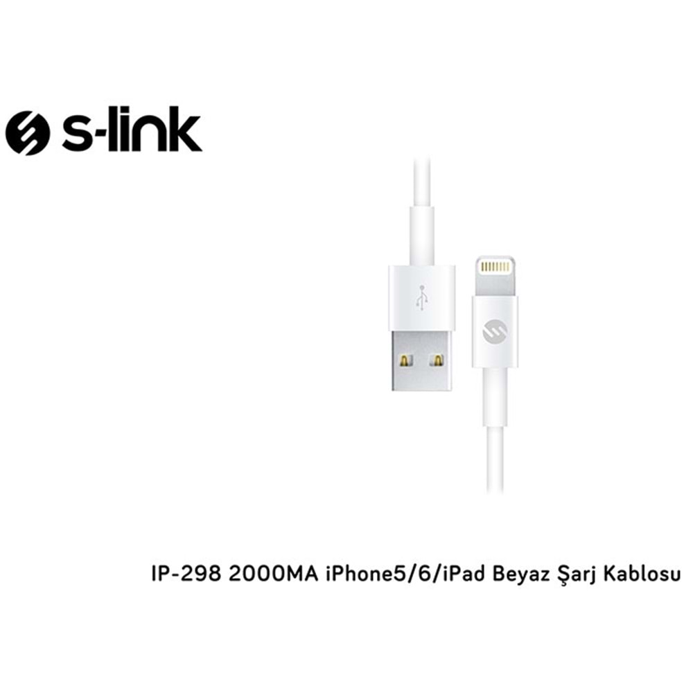 S-link IP-298 2A Beyaz iPad/iPhone Lightning Kablosu