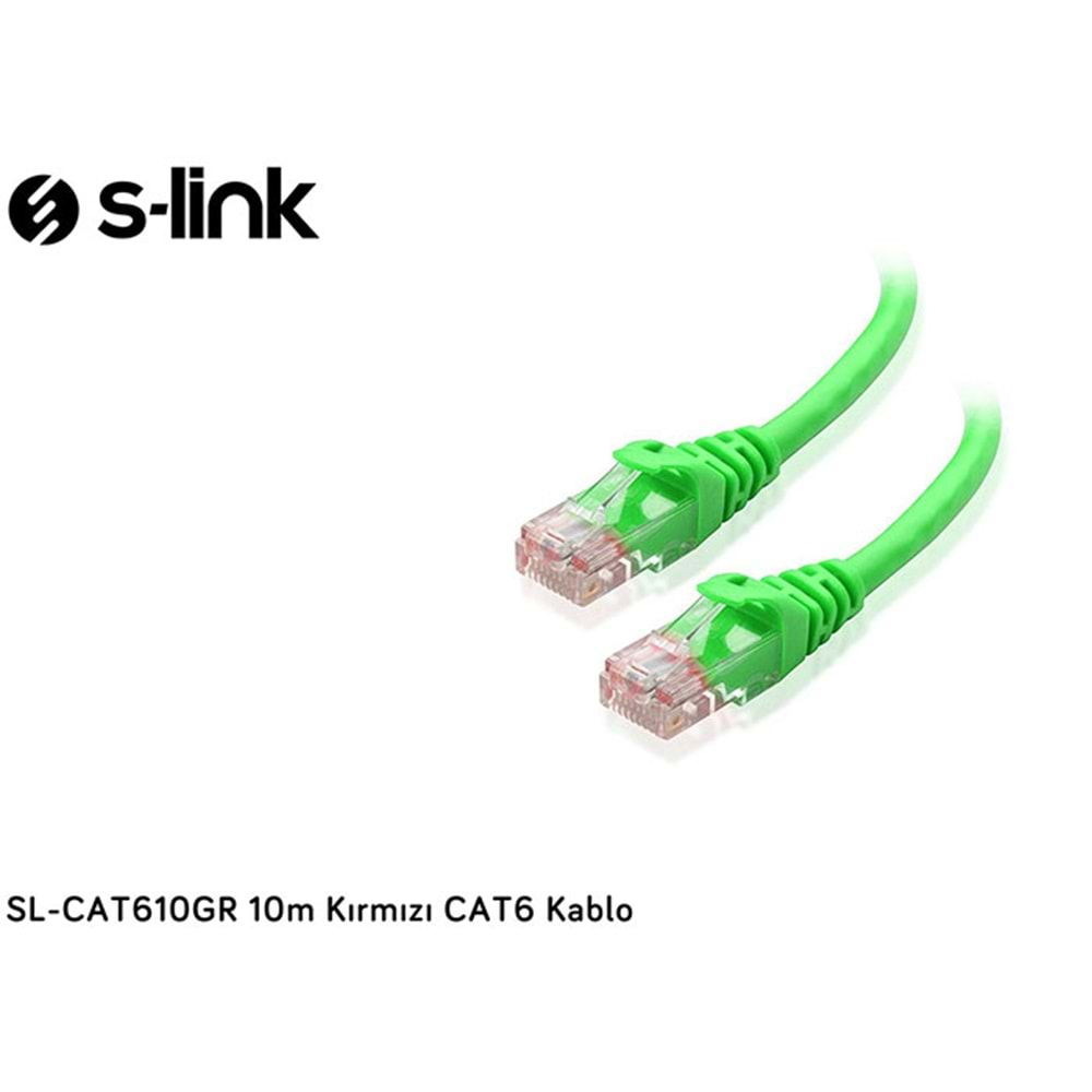 S-link SL-CAT610GR 10m Yeşil CAT6 Kablo