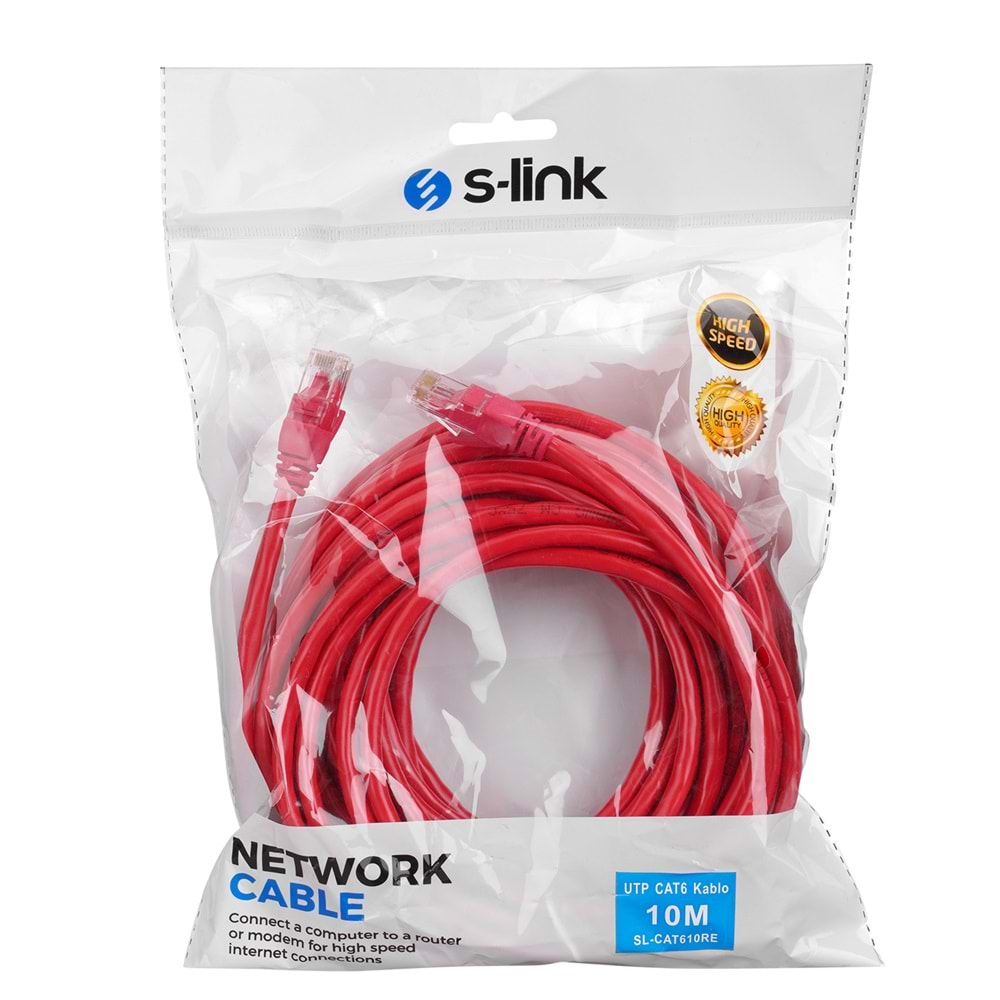 S-link SL-CAT610RE 10m Kırmızı CAT6 Kablo