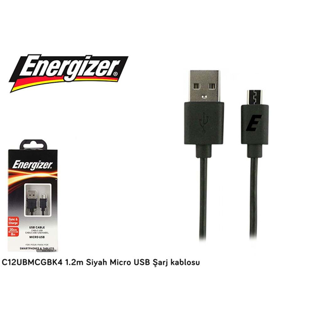 Energizer C12UBMCGBK4 1.2m Siyah Micro USB Şarj kablosu