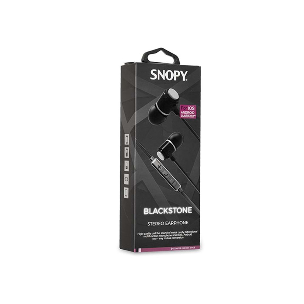 Snopy SN-J03 Blackstone Mobil Telefon Uyumlu Taşıma Çantalı Kulak içi Siyah/Gümüş Mikrofonlu Kulaklık