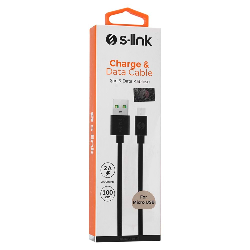 S-link AND-KC13S 1M Siyah 2A Micro USB Data + Sarj Kablosu