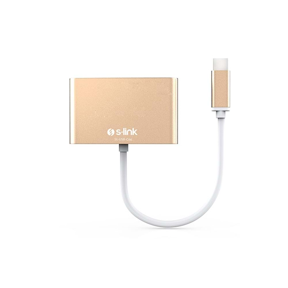 S-link SL-USB-C66 Type-C to VGA+usb3.0+pd Kablo