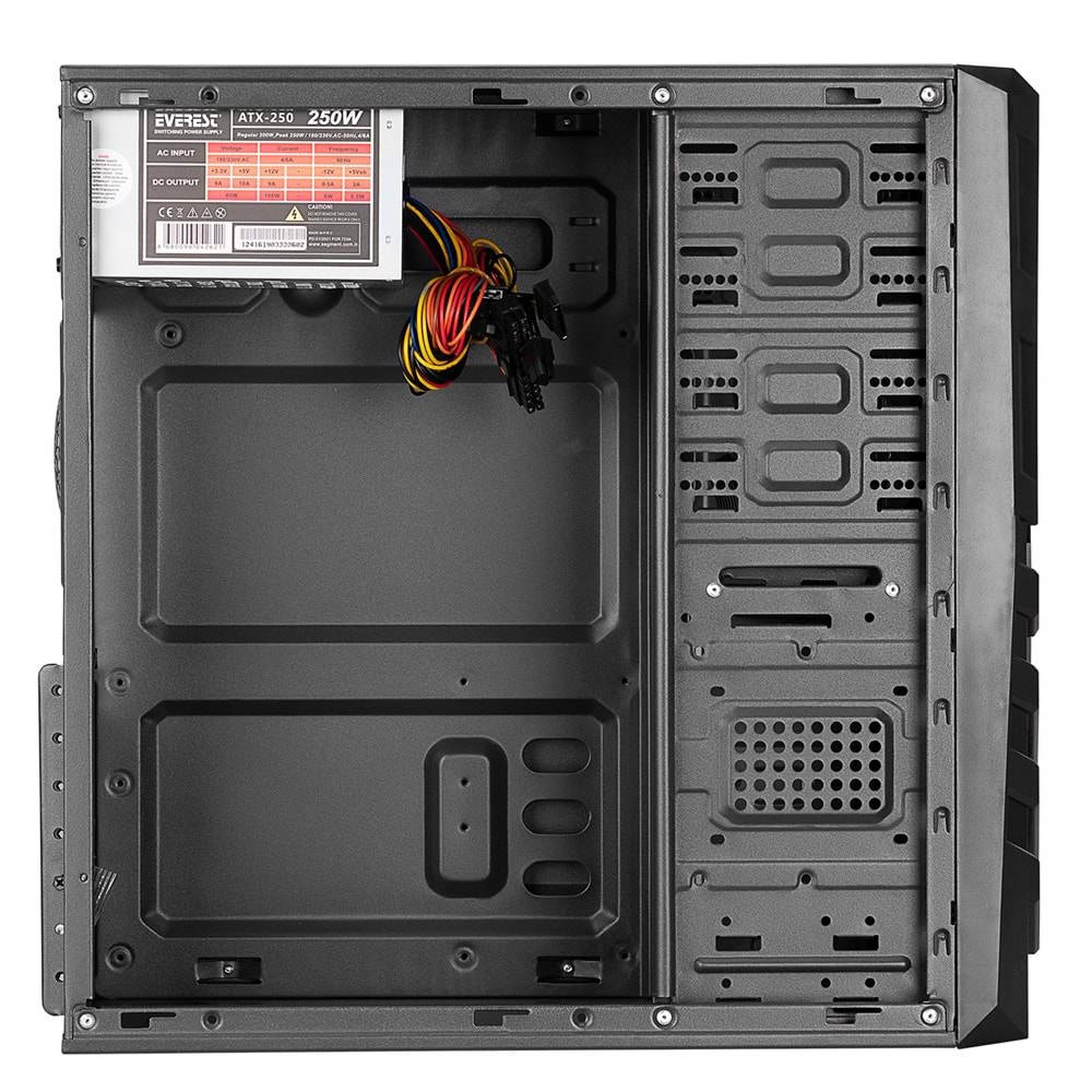 Everest 720R Peak-250W Siyah/Kırmızı Mesh Metal Panel ATX Mid-T PC Kasası