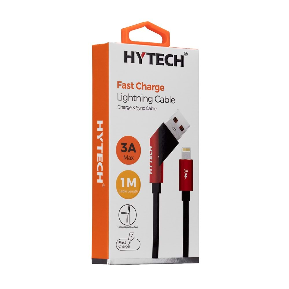 Hytech HY-X315 3A iPhone Lightning 1M, Siyah Şarj Kablosu