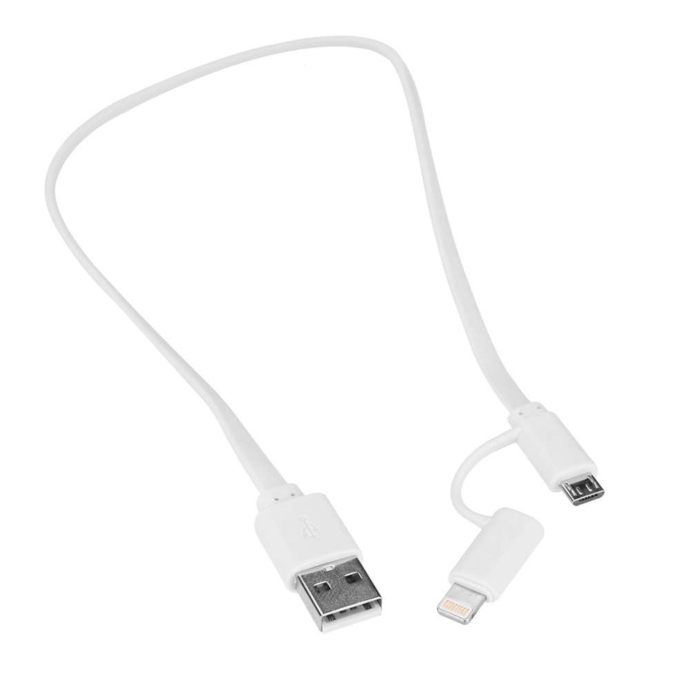 S-link ANC-KC20B Plastik Flat Kablo Beyaz USB Micro/Lightning 2 in 1 1m