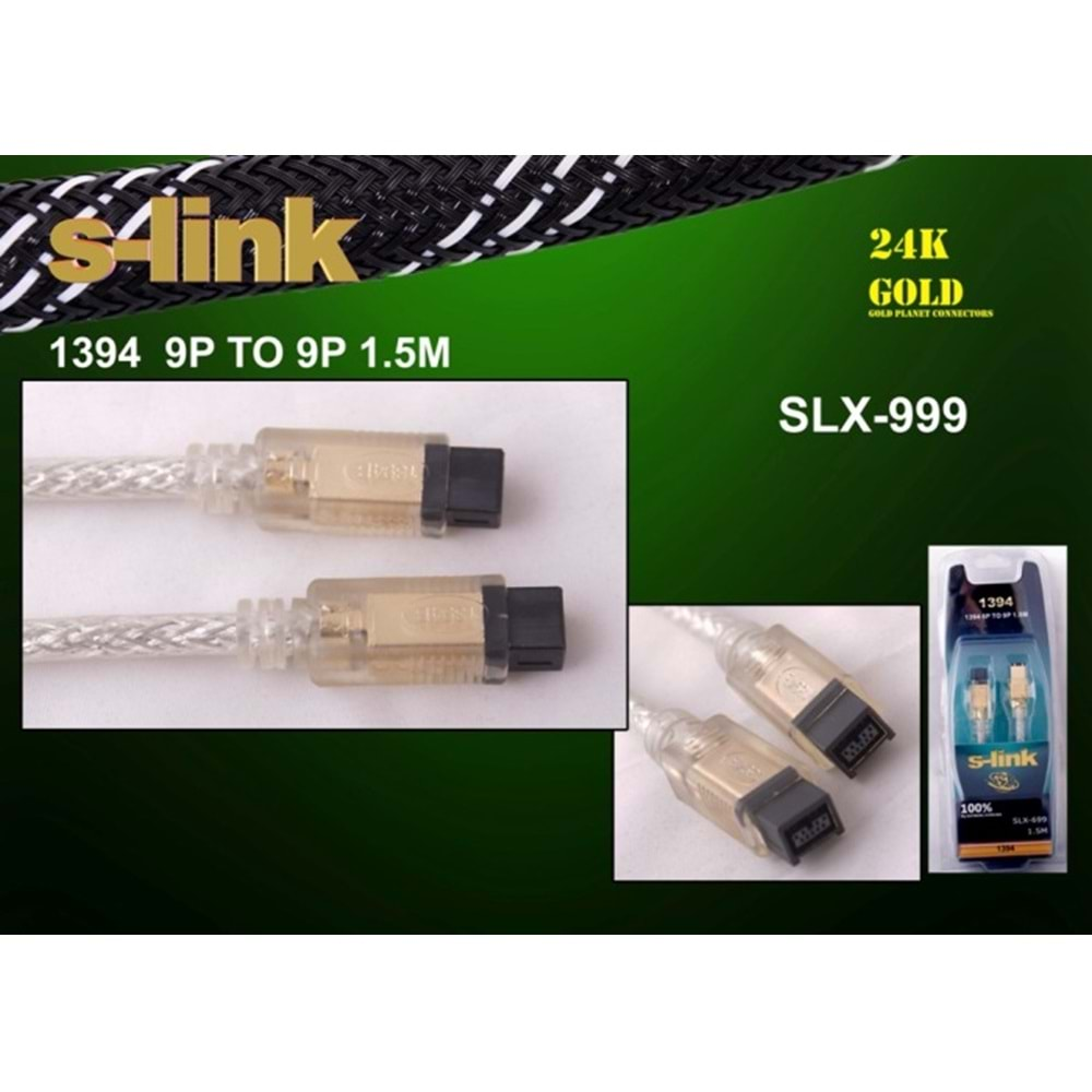 S-link SLX-999 1394 9PİN TO 9PİN 1.5m Gold Kablosu