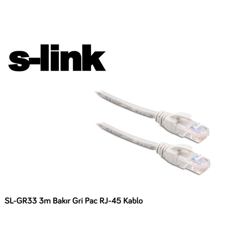 S-link SL-GR33 3m Bakır Gri Pac RJ-45 Kablo