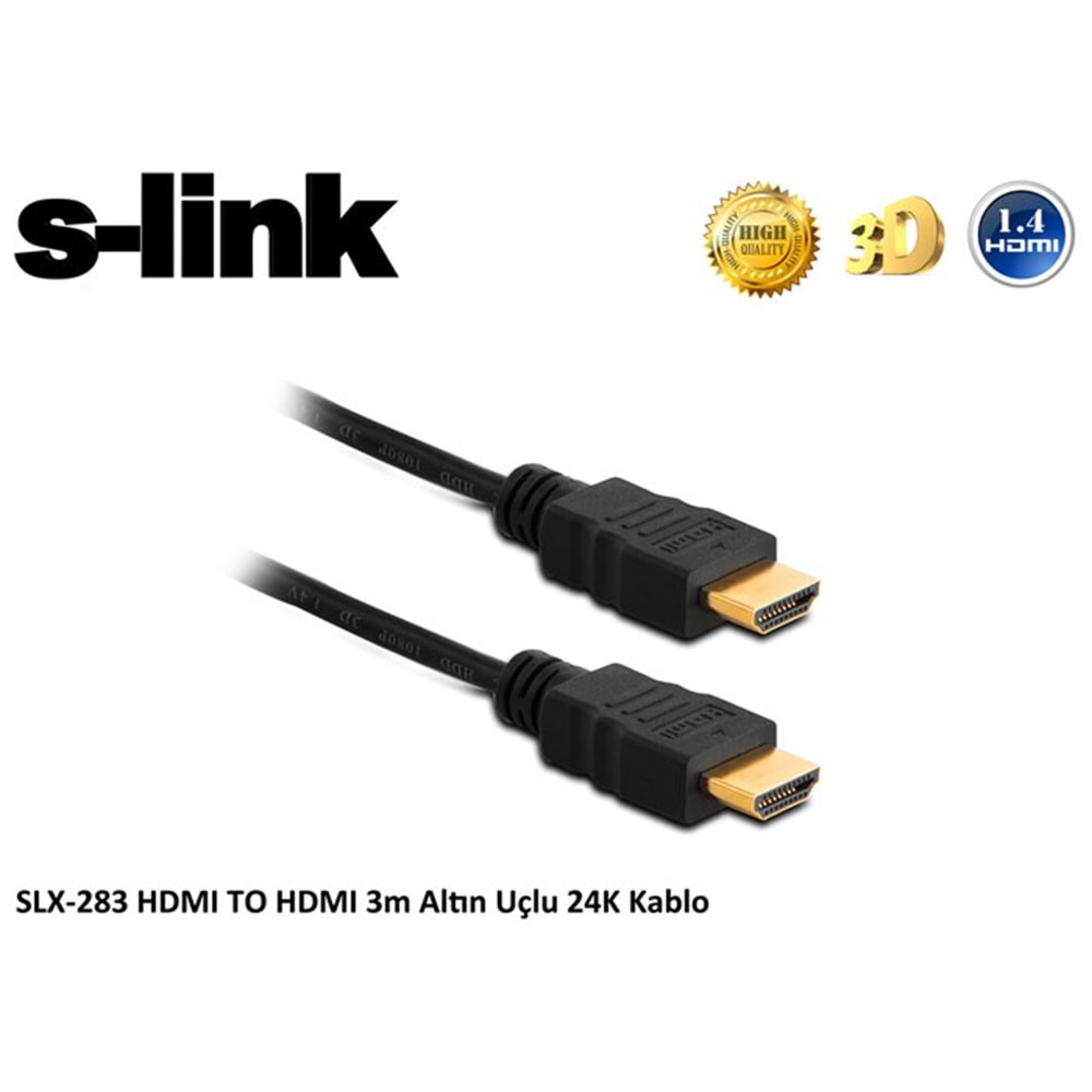 S-link SLX-283 HDMI TO HDMI 3m Altın Uçlu 24K Kablo