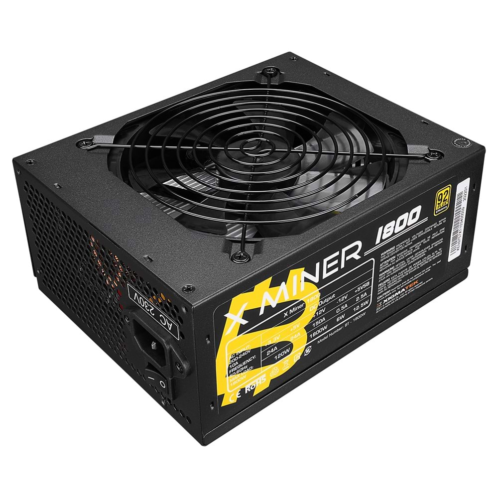 Xigmatek BT-1800W EN9757 X Miner 1800W 92 PLUS 16*PCIe VGA Soket 14cm Fanlı Bitcoin Power Supply