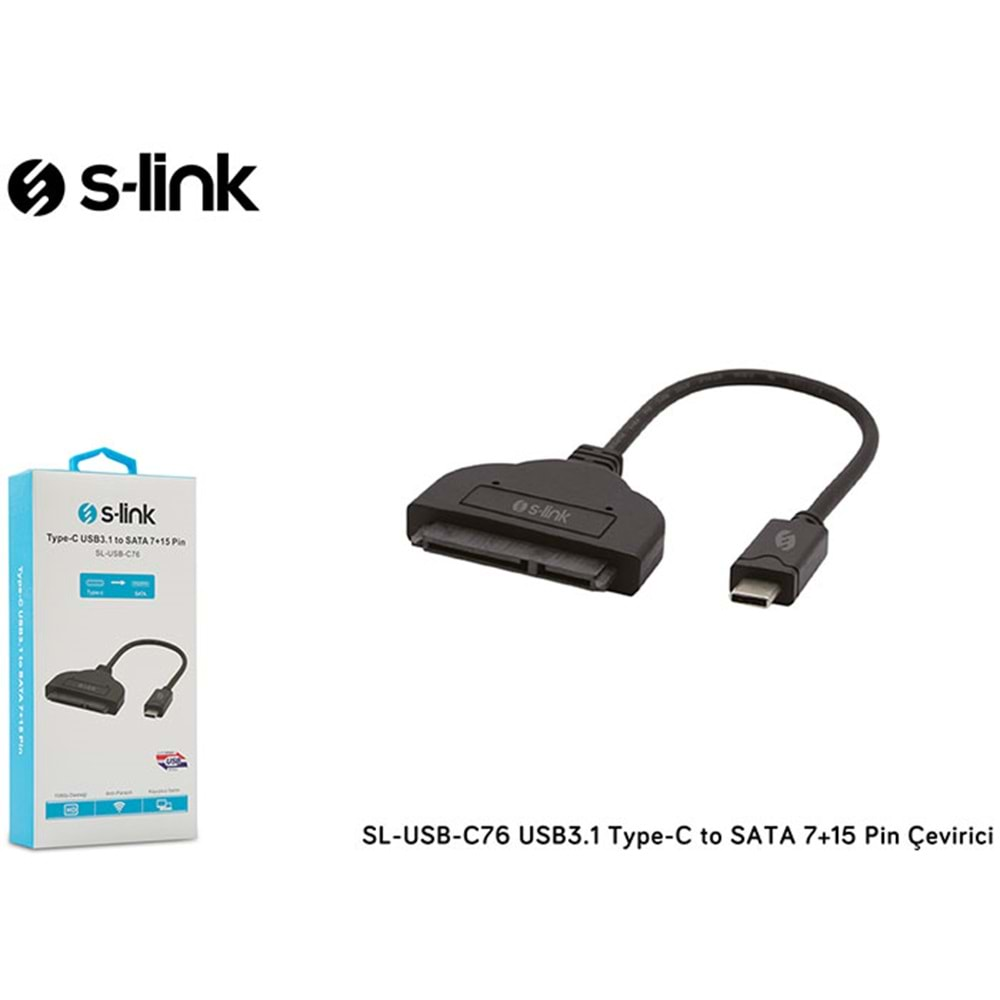 S-link SL-USB-C76 USB3.1 Type-C to SATA 7+15 Pin Çevirici