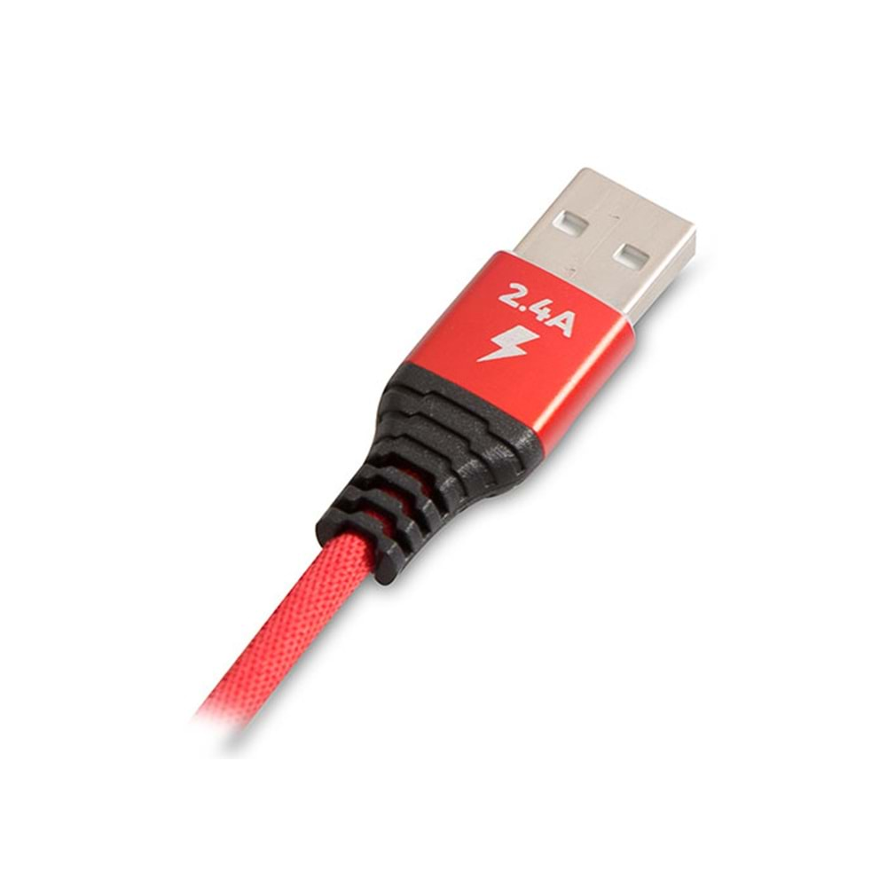 S-link Swapp SW-KC61MR 1m 2.4A Micro Usb Kılıflı Kırmızı Data + Şarj Kablosu