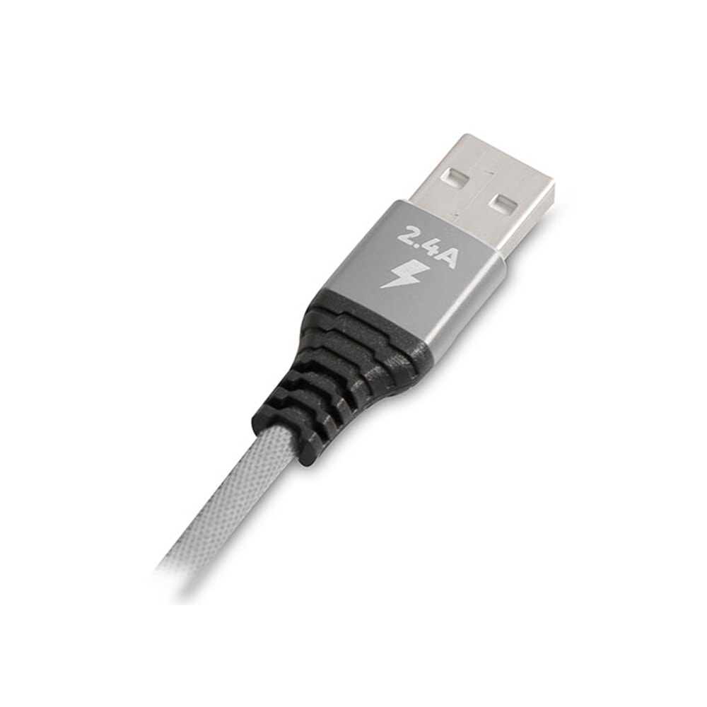 S-link Swapp SW-KC63MG 1m 2.4A Type-C Kılıflı Gri Data + Şarj Kablosu