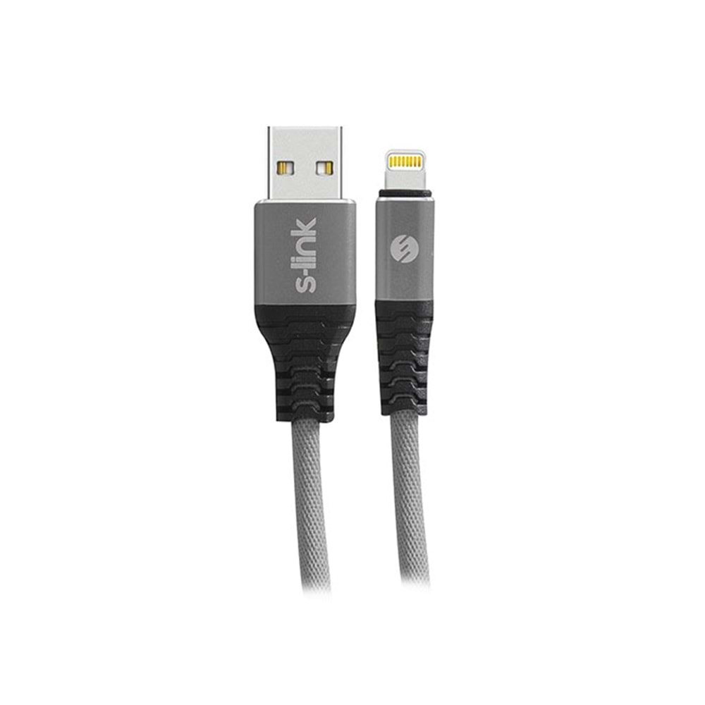 S-link Swapp SW-KC65MG 1m 2.4A iPhone Lightning Kılıflı Gri Data + Şarj Kablosu