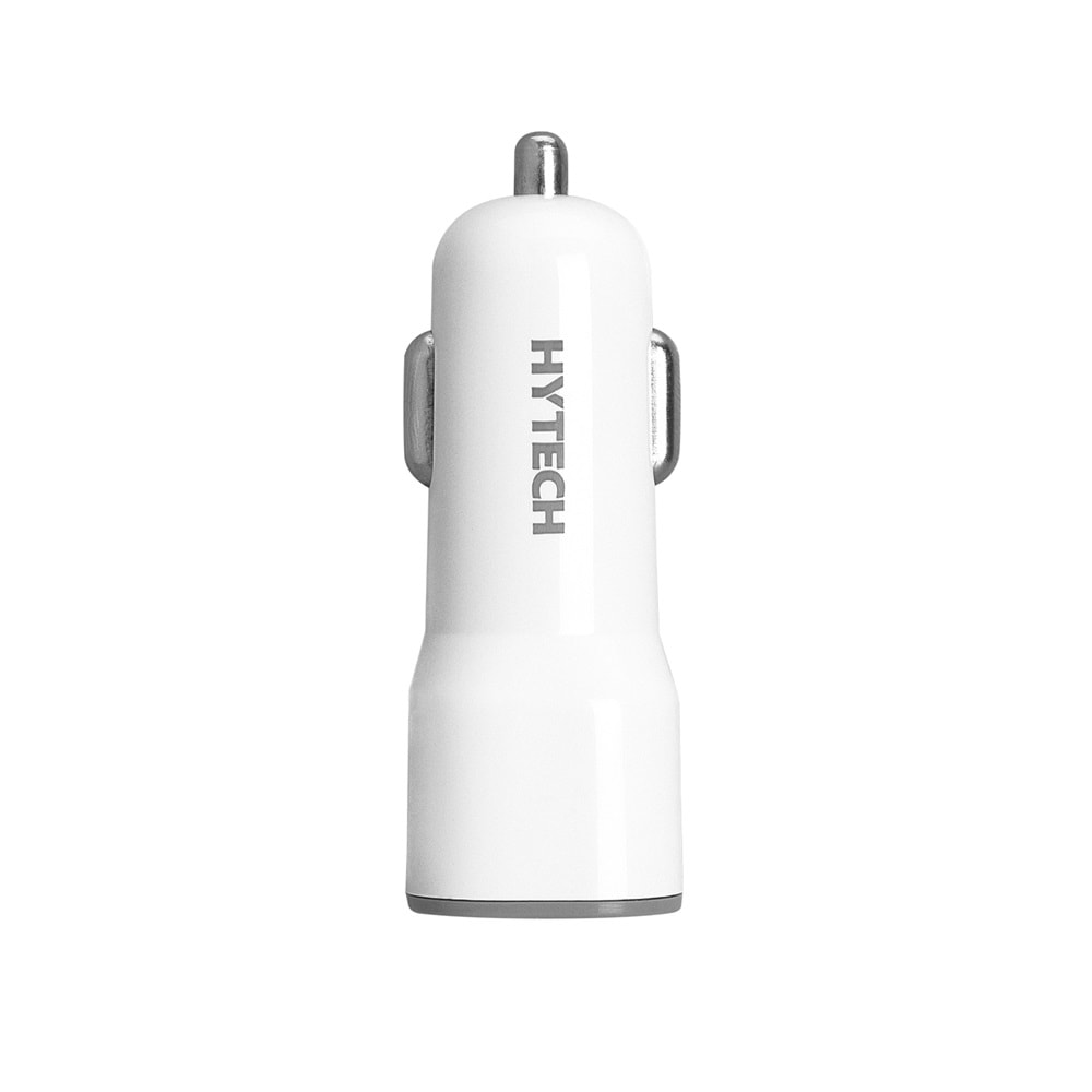 Hytech HY-X46 Type-C Kablolu 3.1A Hızlı Şarj 2 USB Beyaz Araç Şarj Cihazı