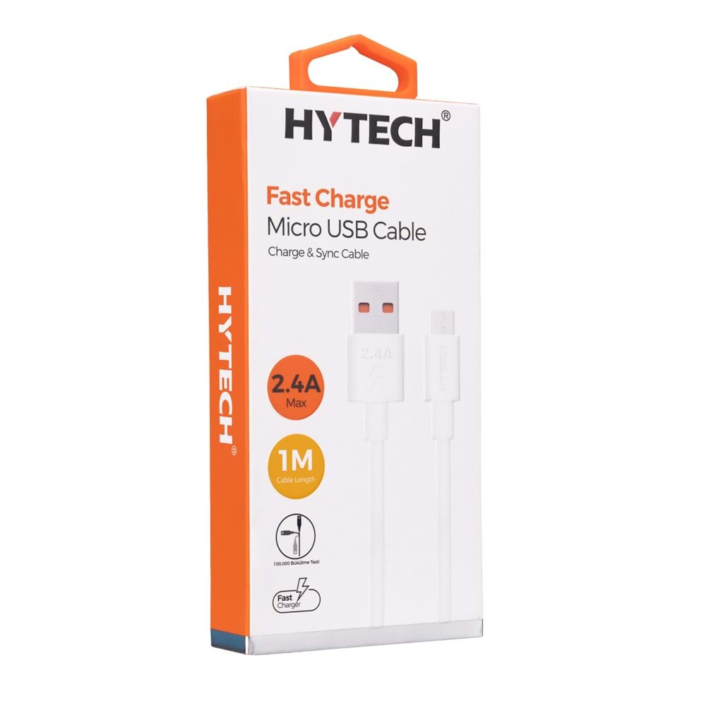 Hytech HY-X86 1m 2.4A Micro Usb Beyaz Şarj Kablosu