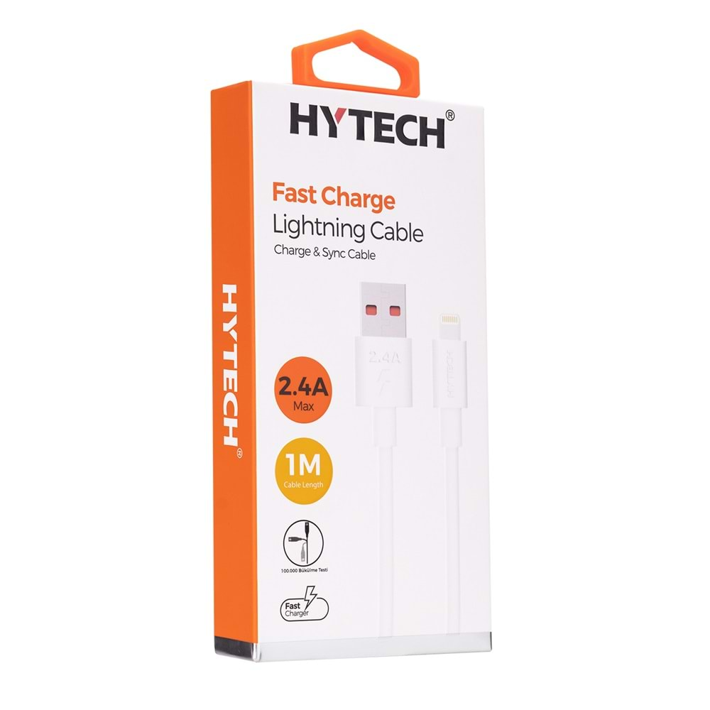 Hytech HY-X94 1m 2.4A iPhone Lightning Beyaz Şarj Kablosu