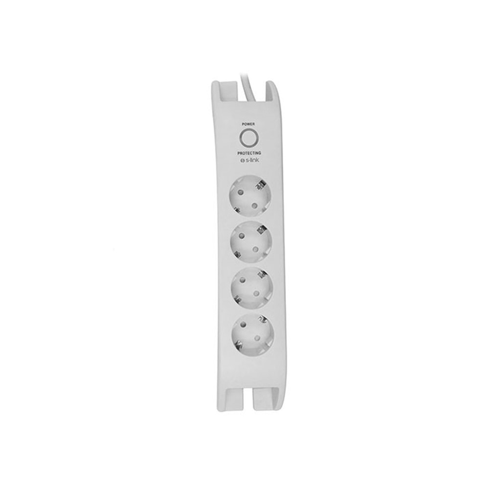 S-link SPG3040 2m 3G1.5mm2 900 Joule 4Lü Akım Korumalı Beyaz Priz