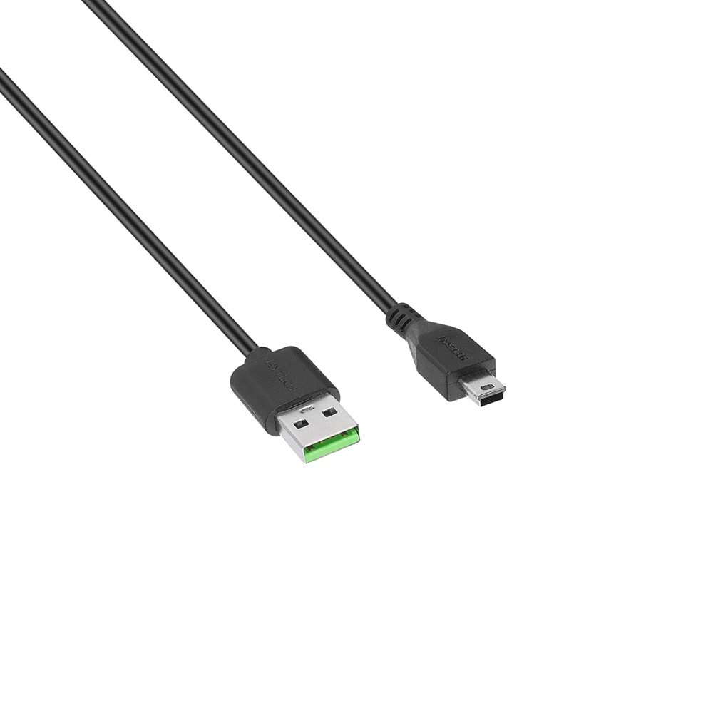 Hytech HY-X50 Usb Mini 5pin 1M 1.5A Siyah Şarj Kablosu Poşetli