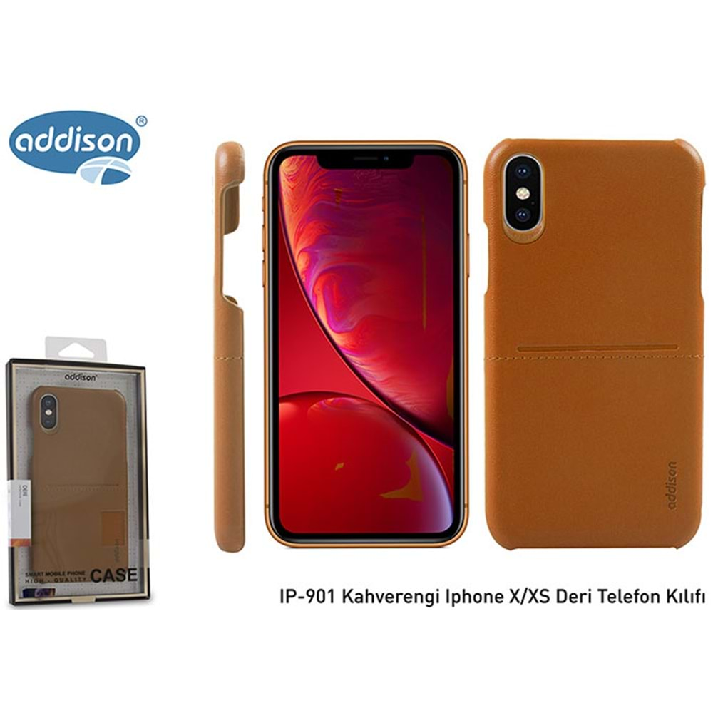 Addison IP-901 Kahverengi Iphone X/XS Deri Telefon Kılıfı