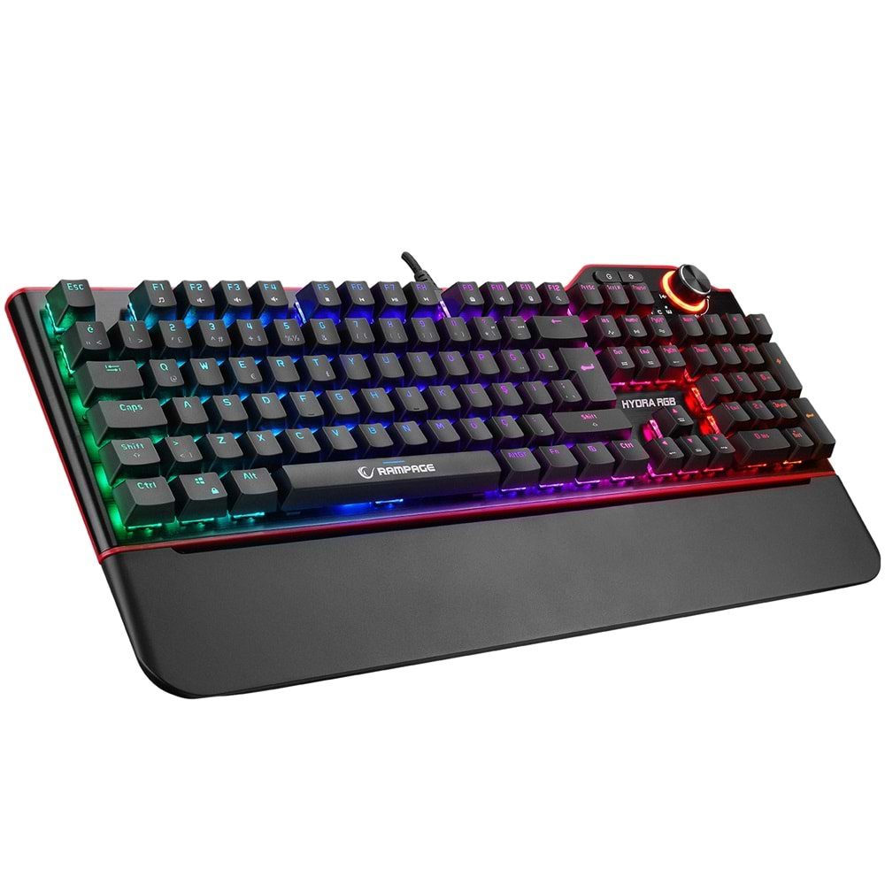 Rampage Hydra R6 Full Color RGB LED Gaming Pro Red Switch Q Aluminyum Kaplama Multimedia Mekanik Klavye