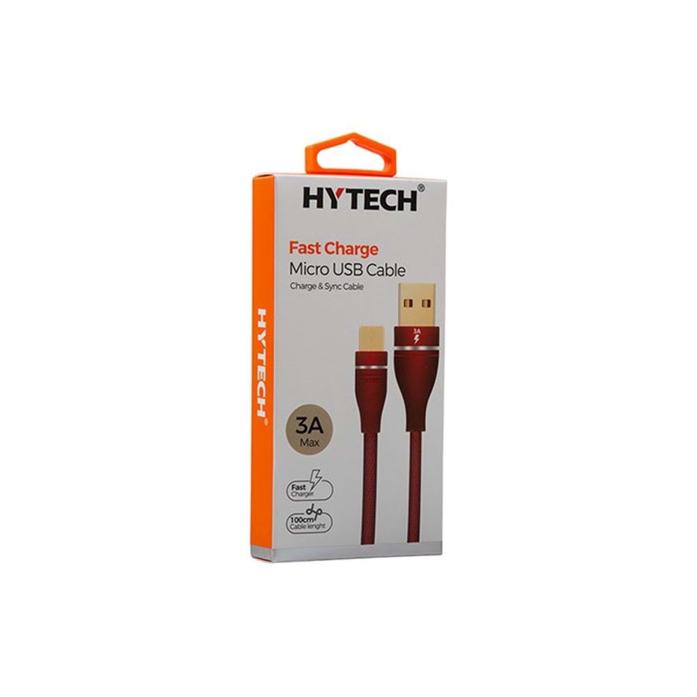 Hytech HY-X220 3A Micro Usb 1m Kırmızı Data + Sarj Kablosu